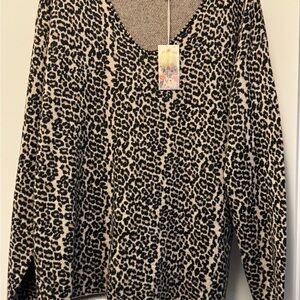 Johnny Was Leopard Knit Top